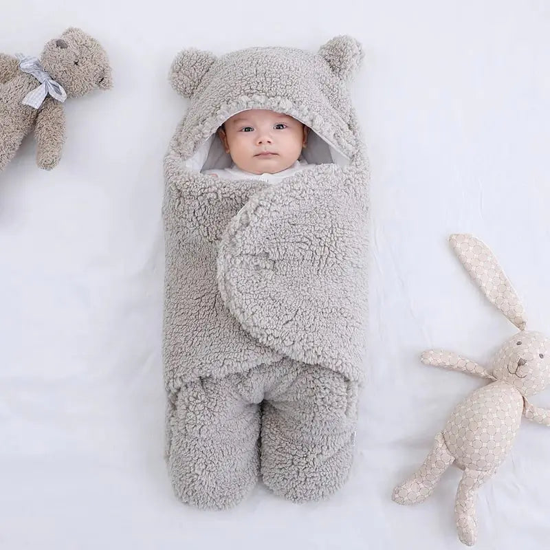 Fluffy Soft Newborn Sleeping Bag and Wrap Blanket