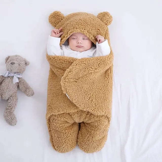 Fluffy Soft Newborn Sleeping Bag and Wrap Blanket
