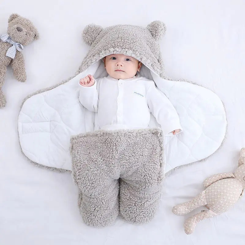 Fluffy Soft Newborn Sleeping Bag and Wrap Blanket
